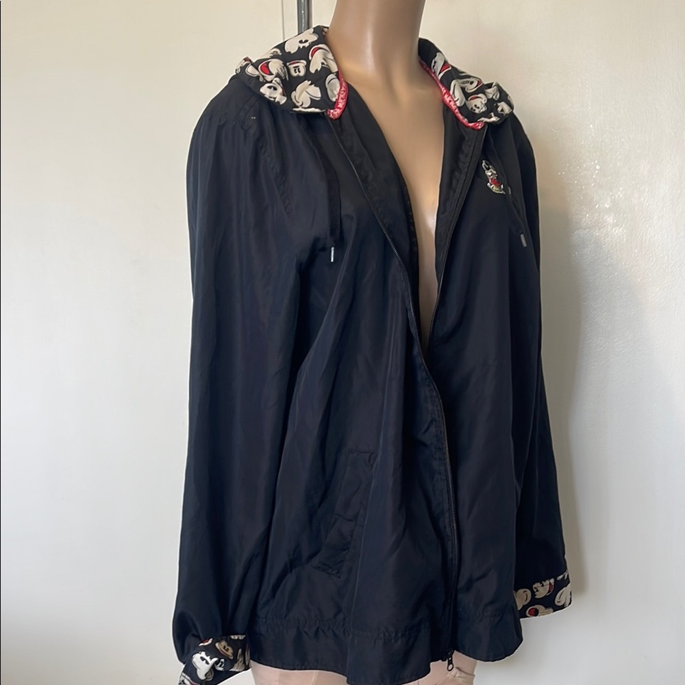 DISNEY Black Hooded, Pockets, JACKET sz XL” with Patterned Trim,